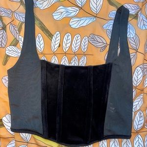 Forever 21 Black Mesh Corset Top Size M